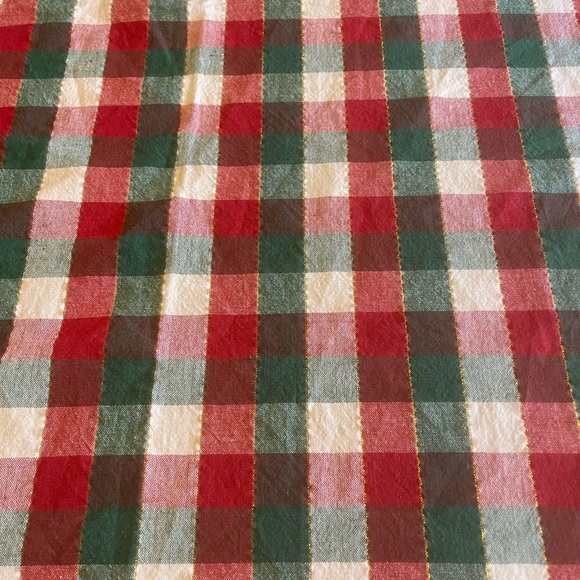 Vintage Christmas Red Green Gold Tablecloth Rectangle  112” x 80” 1950’s - Picture 2 of 5